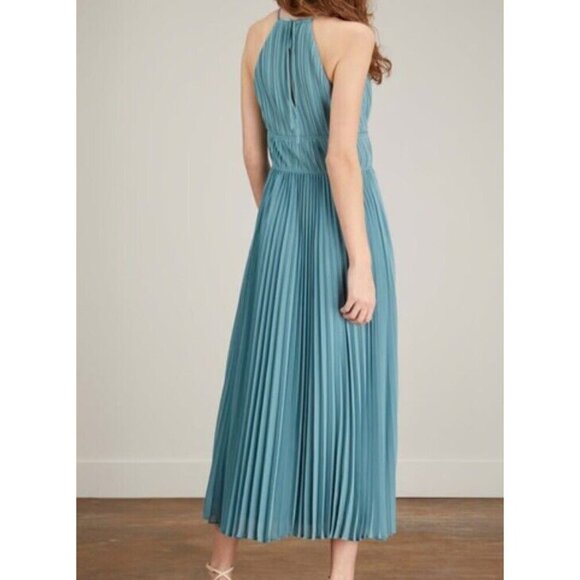 Jonathan Simkhai Sz 2 Midi Dress Blue Carli Halter Classic Minimalist Designer - Picture 3 of 8